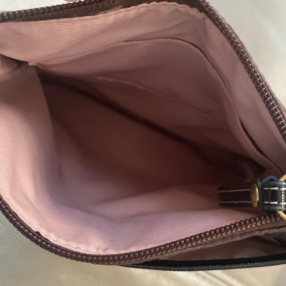 Coach Crossbody Shoulder Bag Brown Black Monogram Slim & Spacious Swingpack